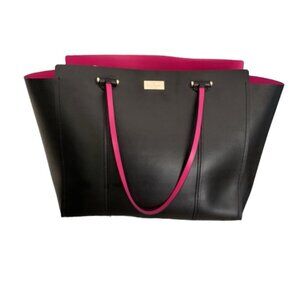 Kate Spade Annelle Arbour Hill Leather Tote Shoulder Bag Pink Black Laptop Gold